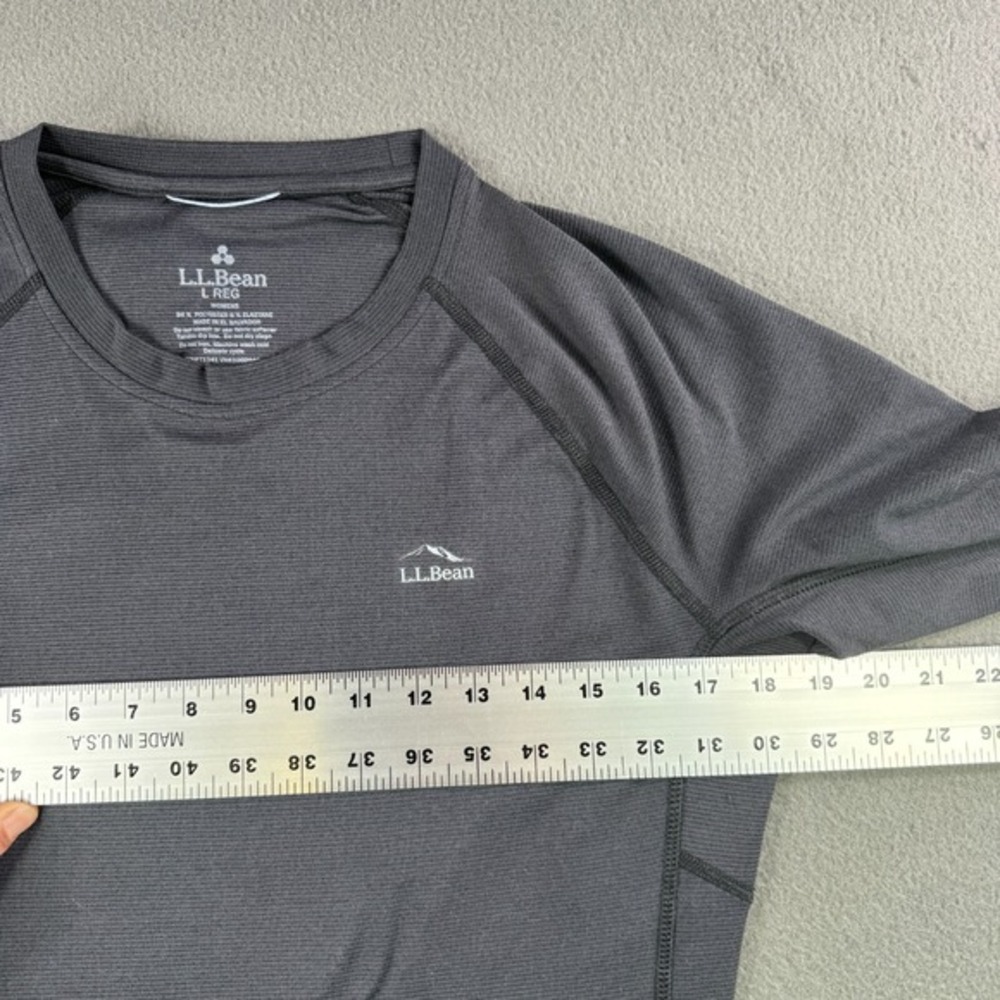 L.L.Bean Midweight Base Layer Wome L Crew Top Long Sleeve Tee Black Gym Run Hike - Picture 4 of 13